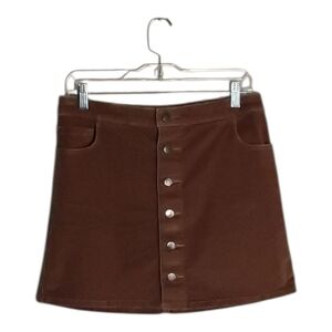 Express Chocolate Corduroy Button-Front Mini Skirt Size 6